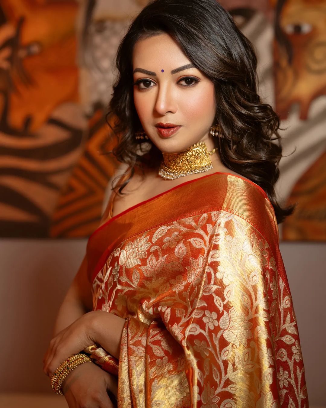 Kollywood Actress Catherine Tresa Stills in Orange Saree